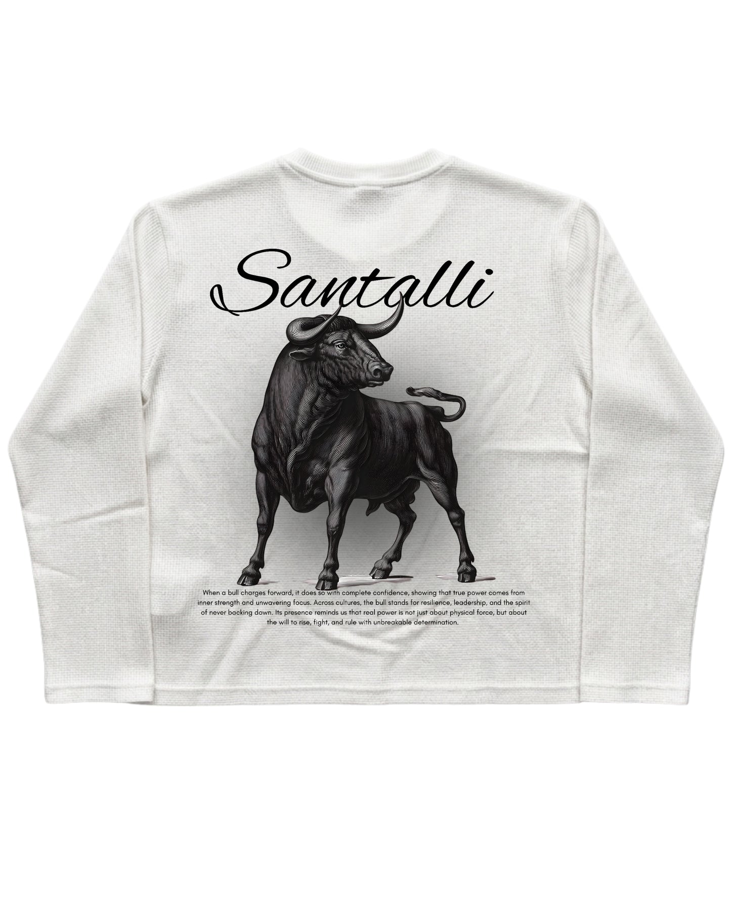 White Henley waffle knit Back Design