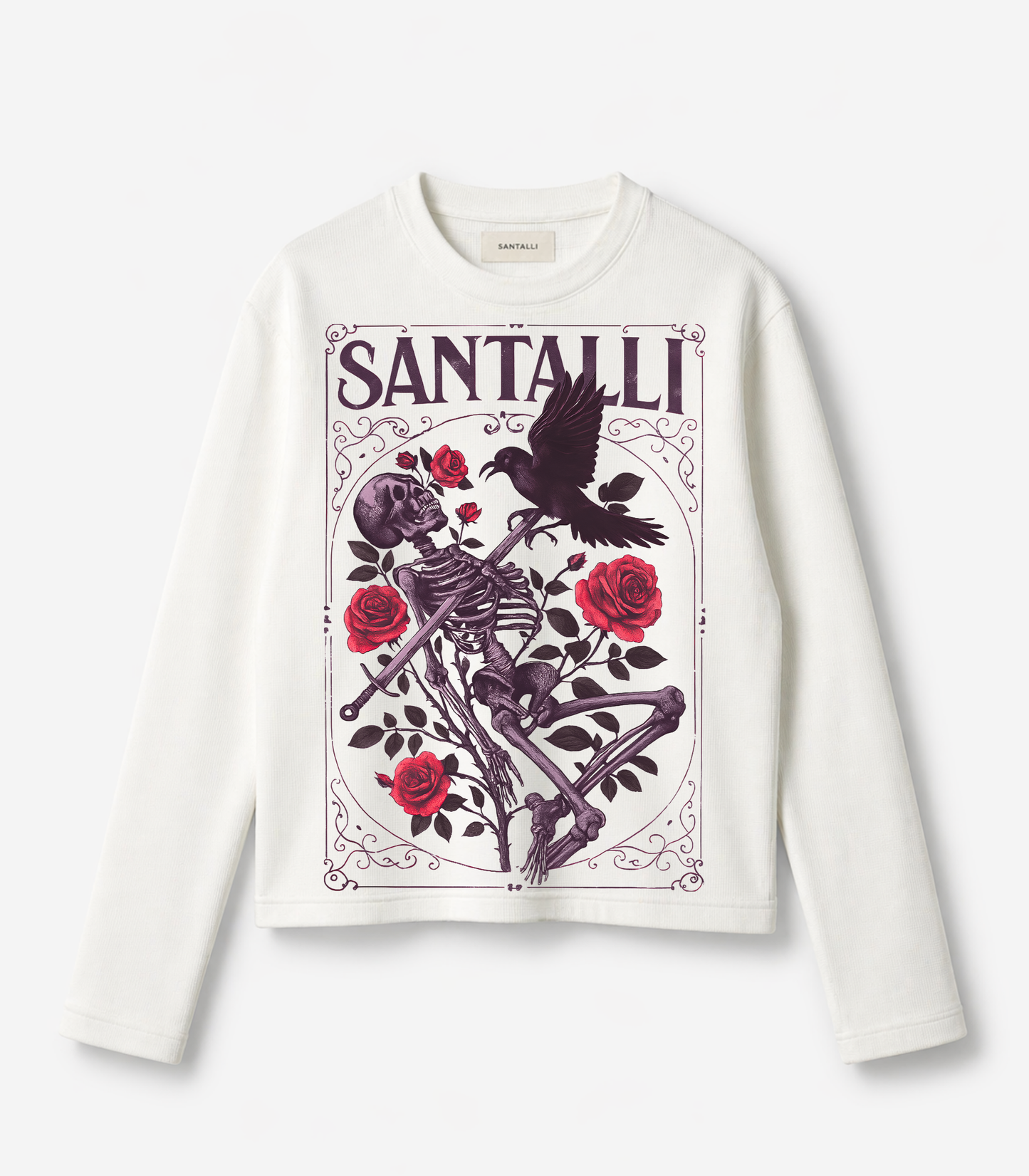 DEATH  CROW WAFFLE OVERSIZED T-SHIRT