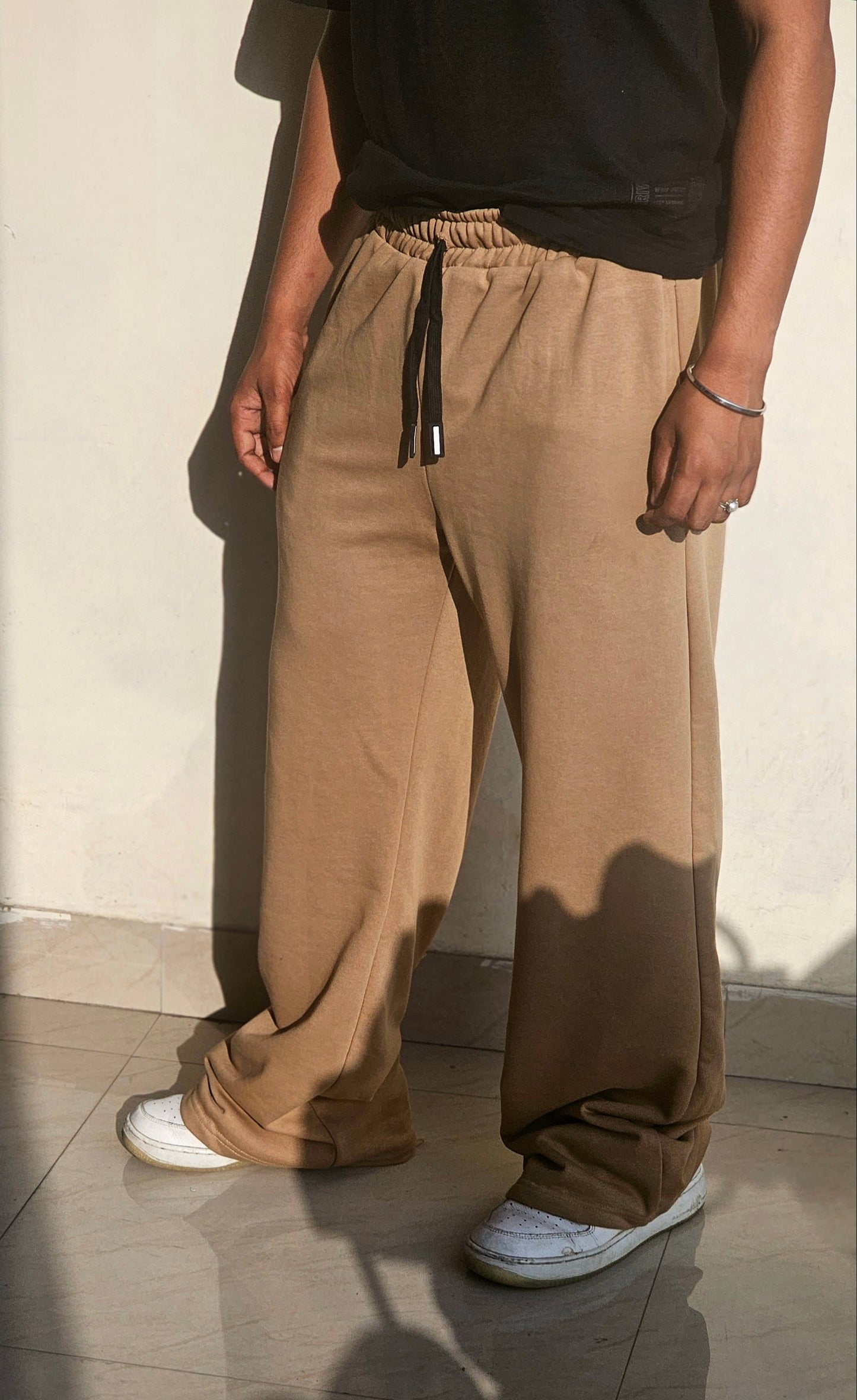 BEIGE BAGGY FIT UNISEX TRACK PANT