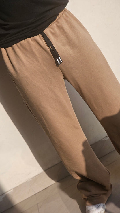 BEIGE BAGGY FIT UNISEX TRACK PANT