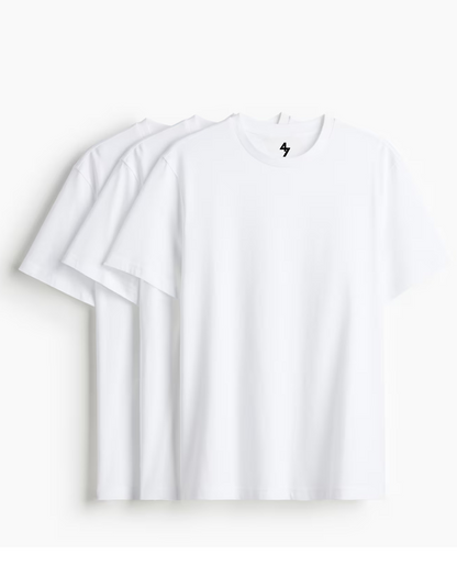 3-PACK WHITE REGULAR FIT T-SHIRT