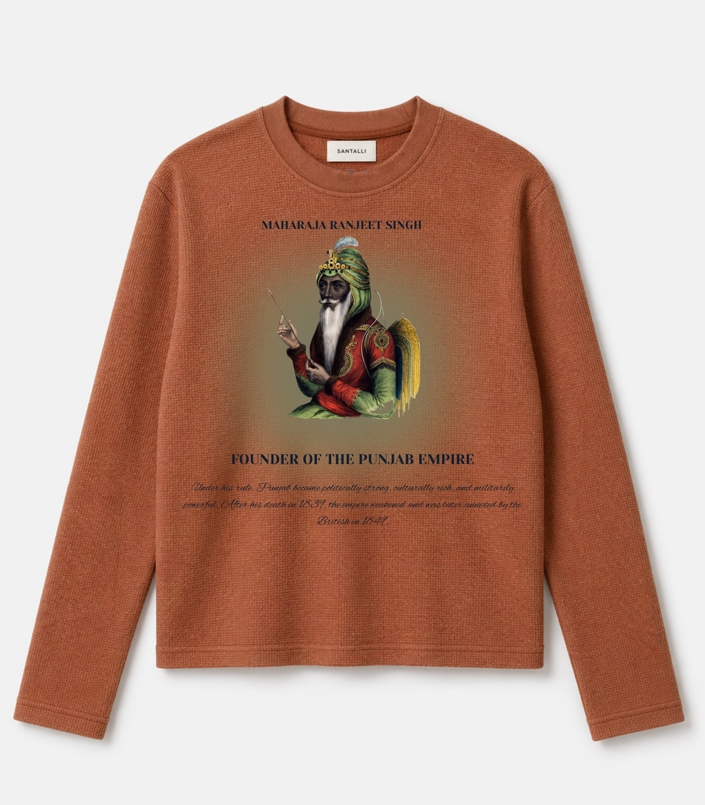 BROWN RANJEET SINGH JI WAFFLE OVERSIZED T-SHIRT