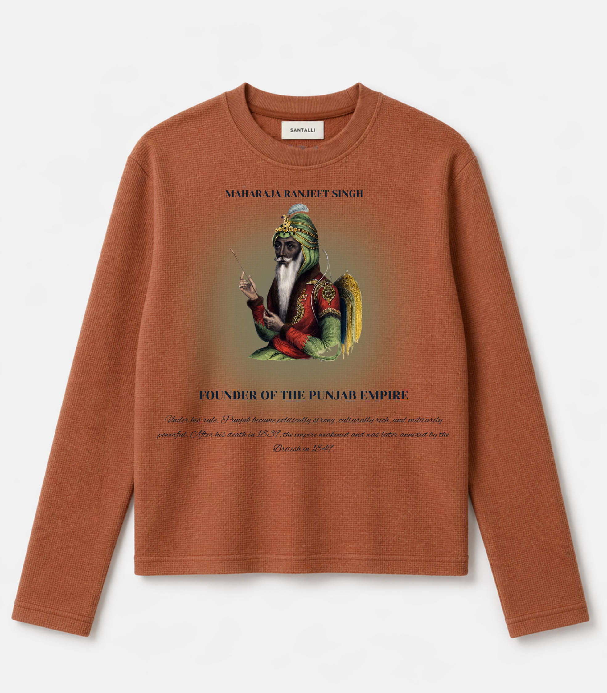 BROWN RANJEET SINGH JI WAFFLE OVERSIZED T-SHIRT