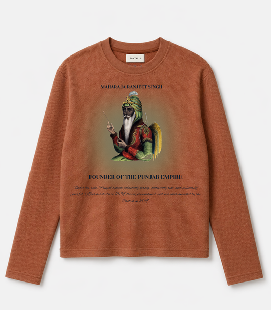 BROWN RANJEET SINGH JI WAFFLE OVERSIZED T-SHIRT