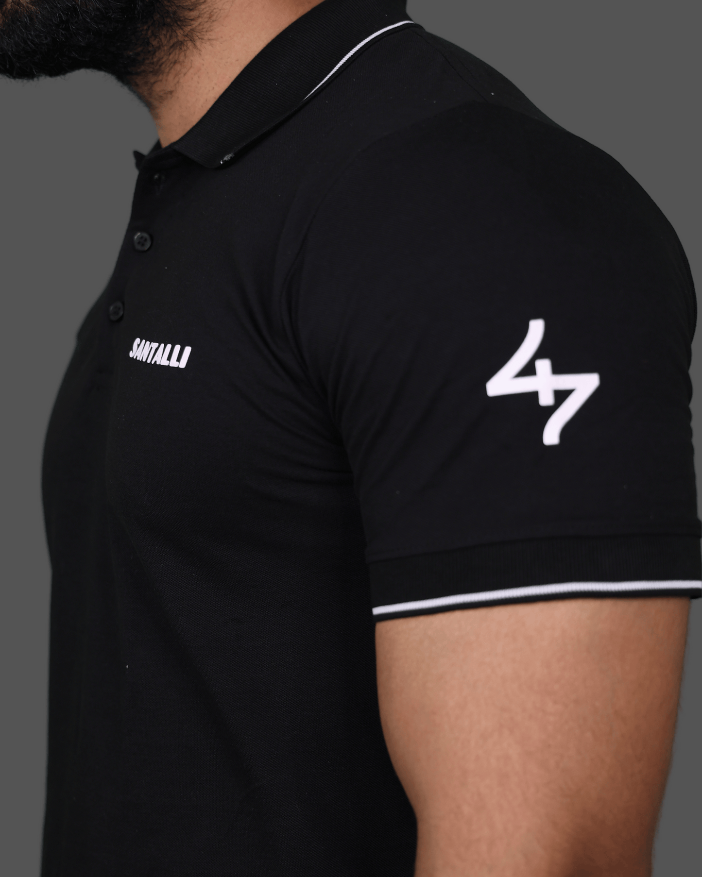 STRIPPED BLACK POLO T-SHIRT