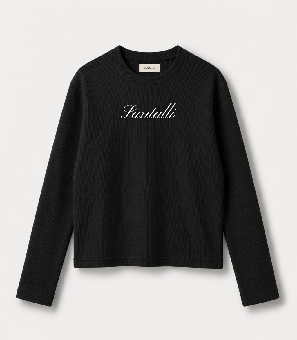 BLACK WAFFLE OVERSIZED T-SHIRT