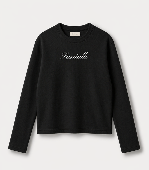 BLACK WAFFLE OVERSIZED T-SHIRT