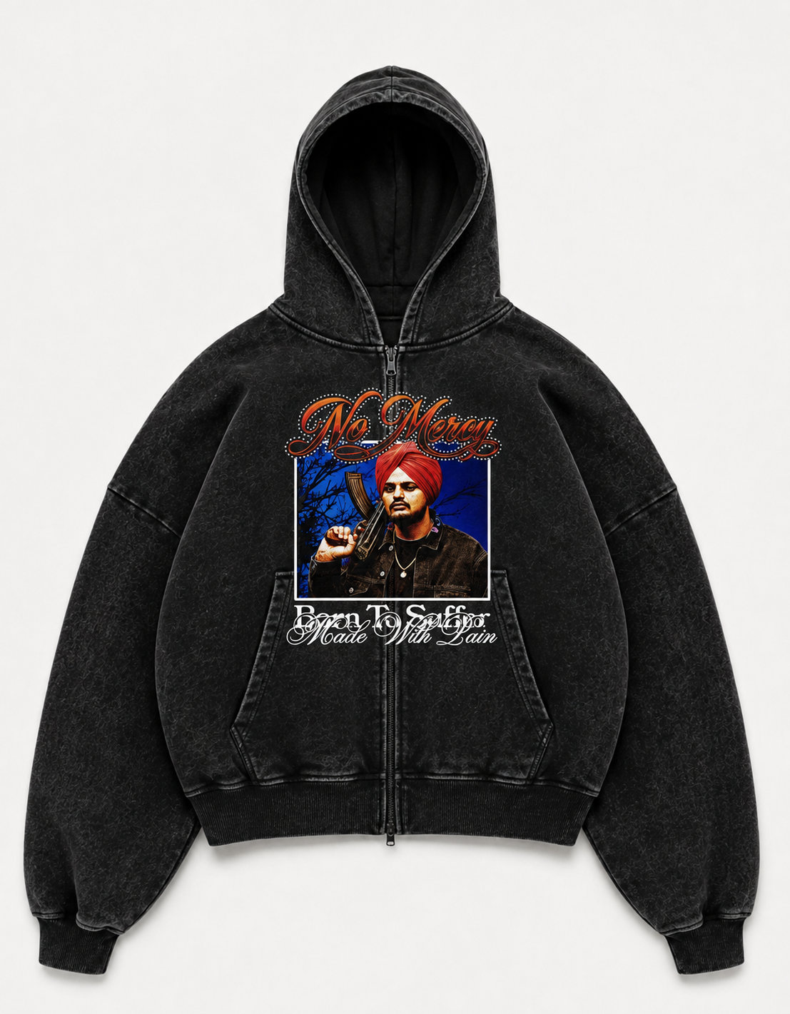 NO MERCY OVERSIZED ZIPPER HOODIE