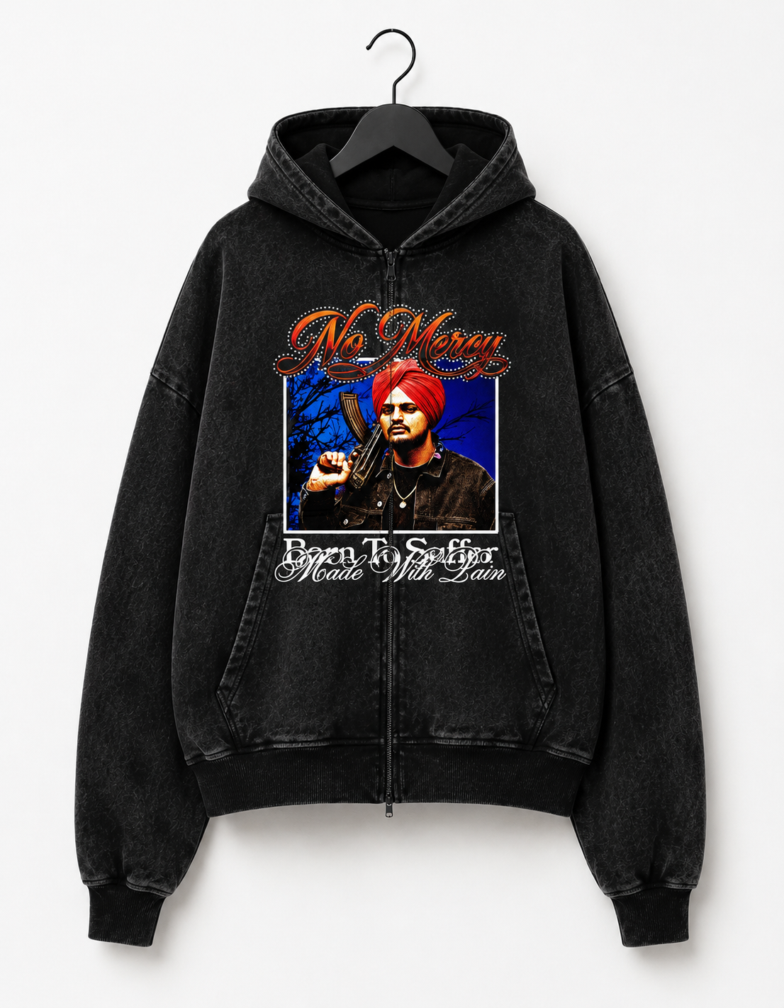 NO MERCY OVERSIZED ZIPPER HOODIE