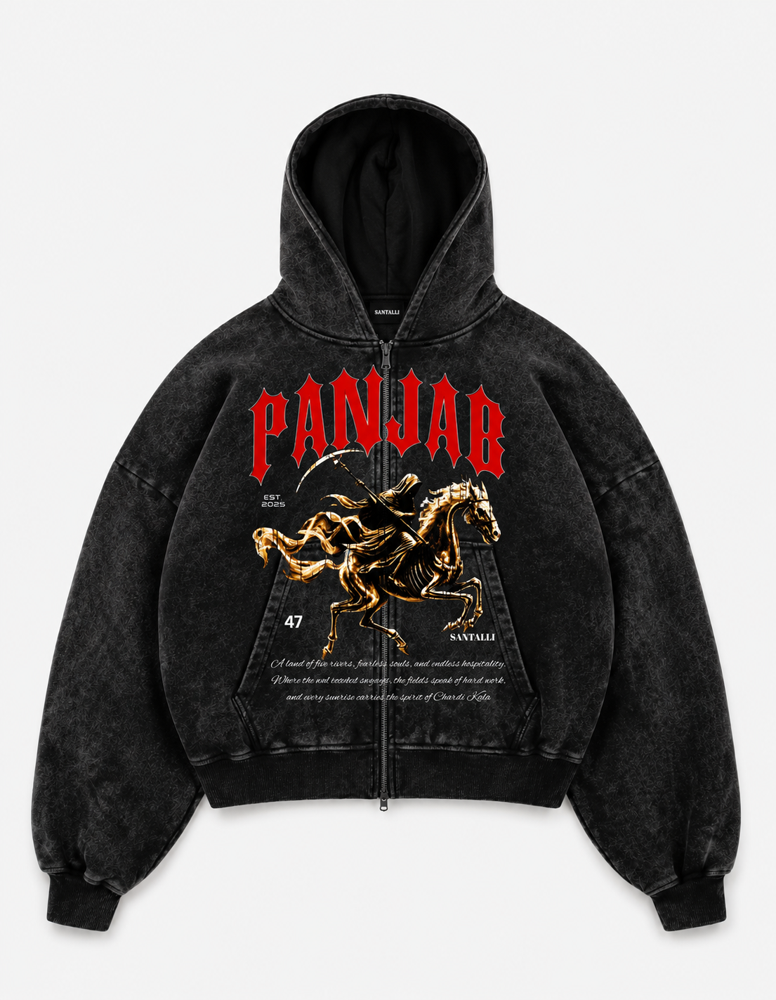 PANJAB HORSE  OVERSIZED ZIPPER HOODIE