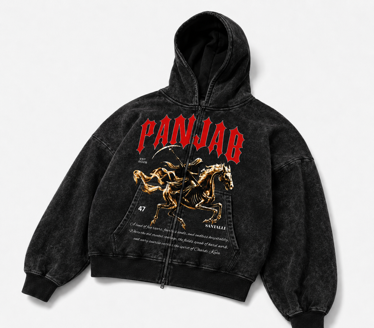 PANJAB HORSE  OVERSIZED ZIPPER HOODIE