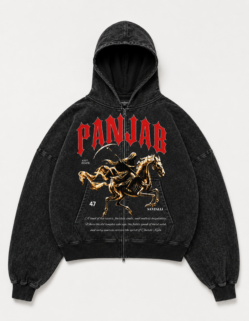 PANJAB HORSE  OVERSIZED ZIPPER HOODIE