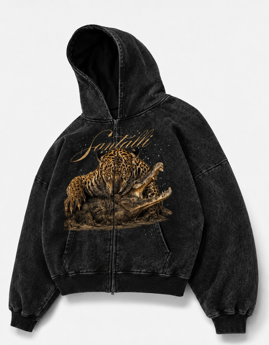 CROCO HUNT OVERSIZED ZIPPER HOODIE