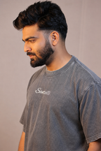 GREY OVERSIZED ACID WASHED T-SHIRT