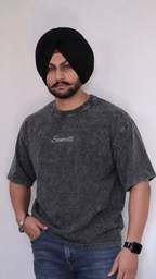 DARK GREY OVERSIZED ACID WASHED T-SHIRT
