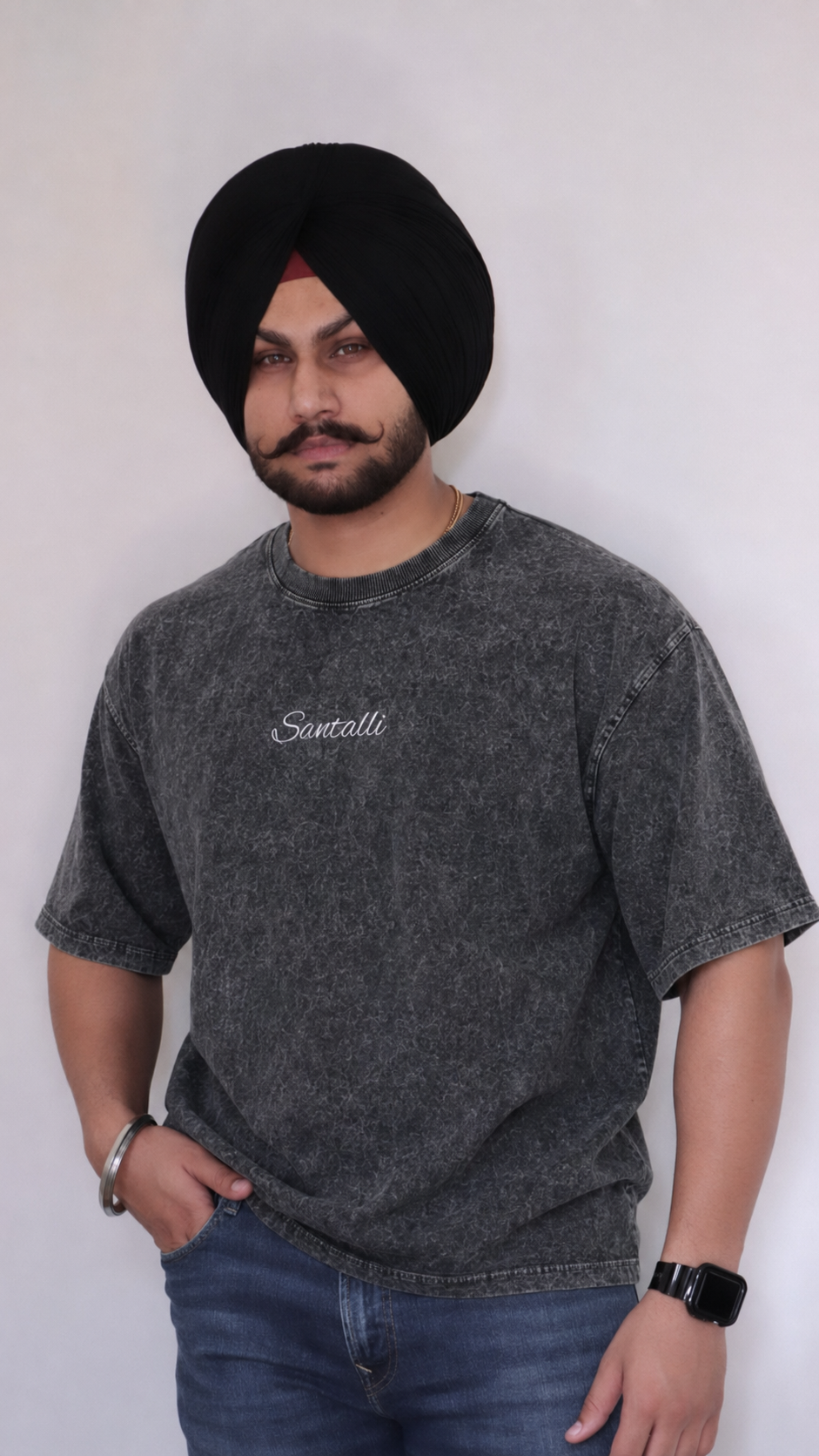DARK GREY OVERSIZED ACID WASHED T-SHIRT