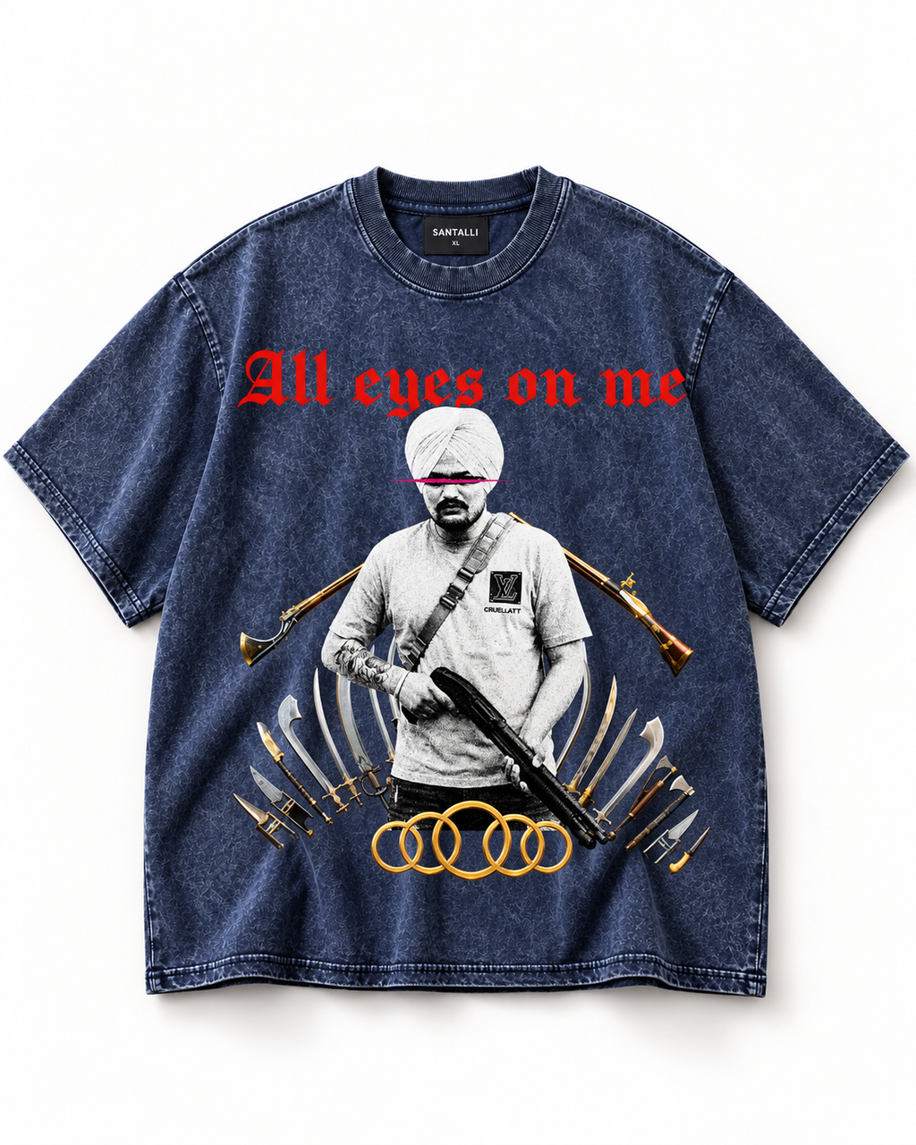 ALL EYES ON ME BLUE OVERSIZED T SHIRT