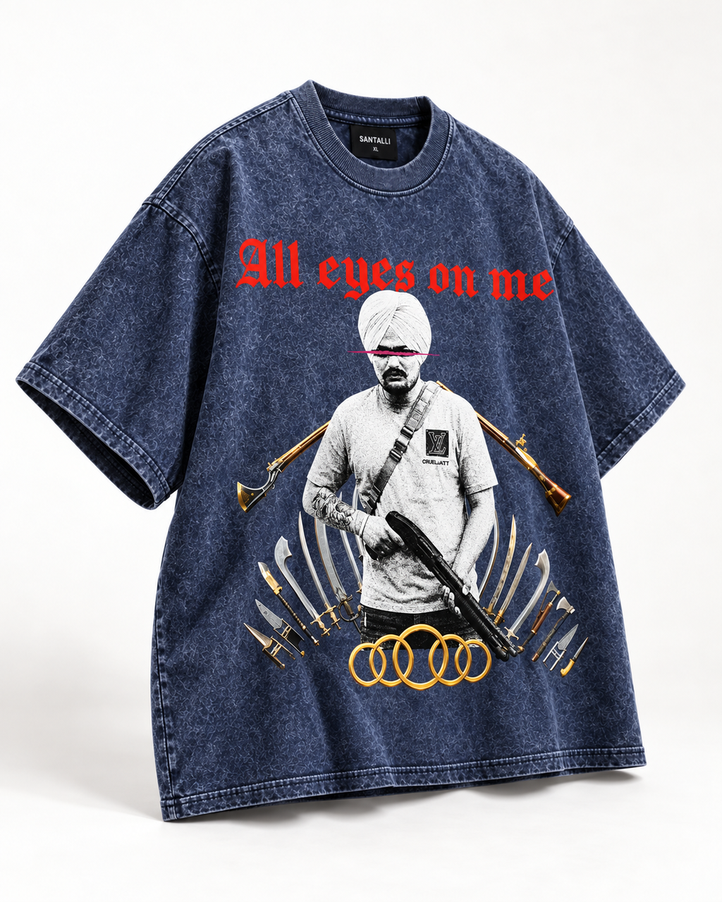 ALL EYES ON ME BLUE OVERSIZED T SHIRT