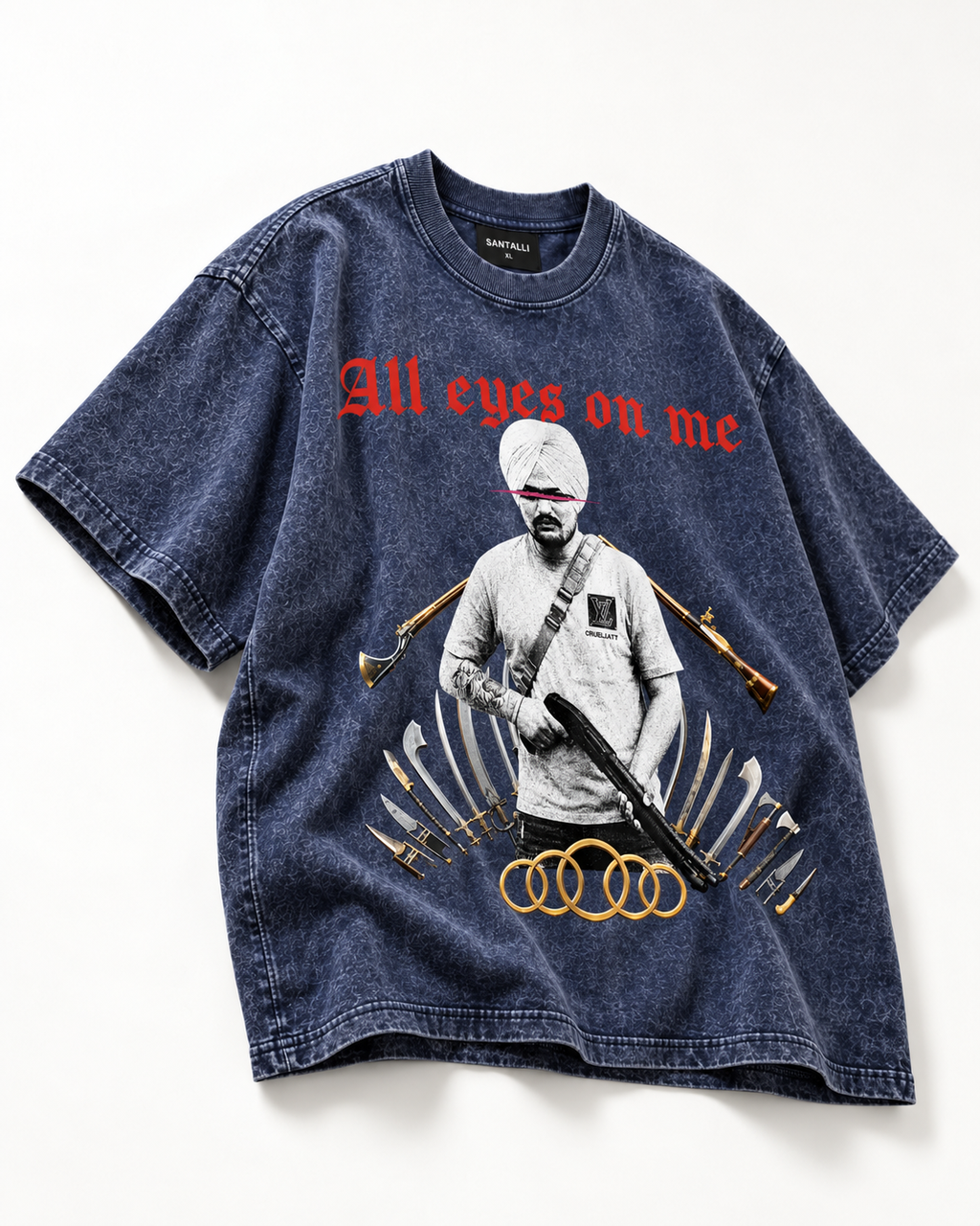ALL EYES ON ME BLUE OVERSIZED T SHIRT