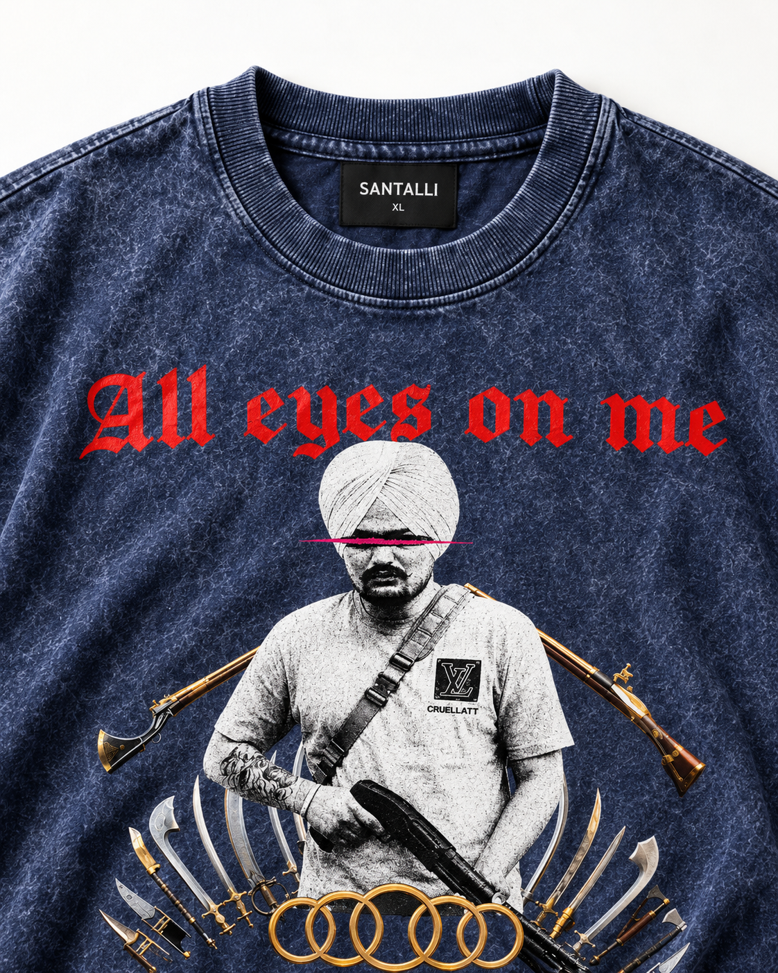 ALL EYES ON ME BLUE OVERSIZED T SHIRT