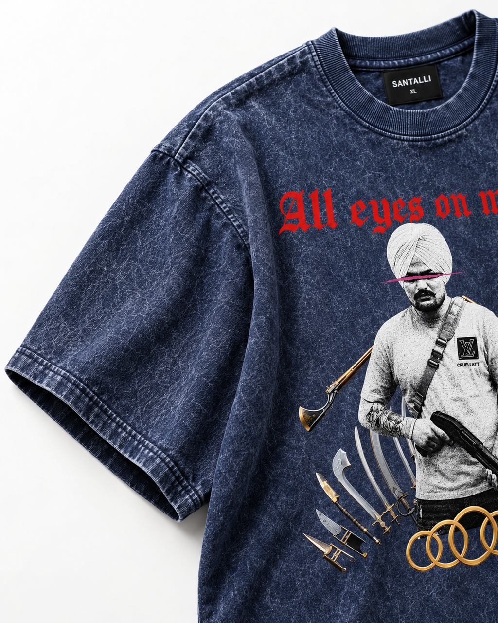 ALL EYES ON ME BLUE OVERSIZED T SHIRT