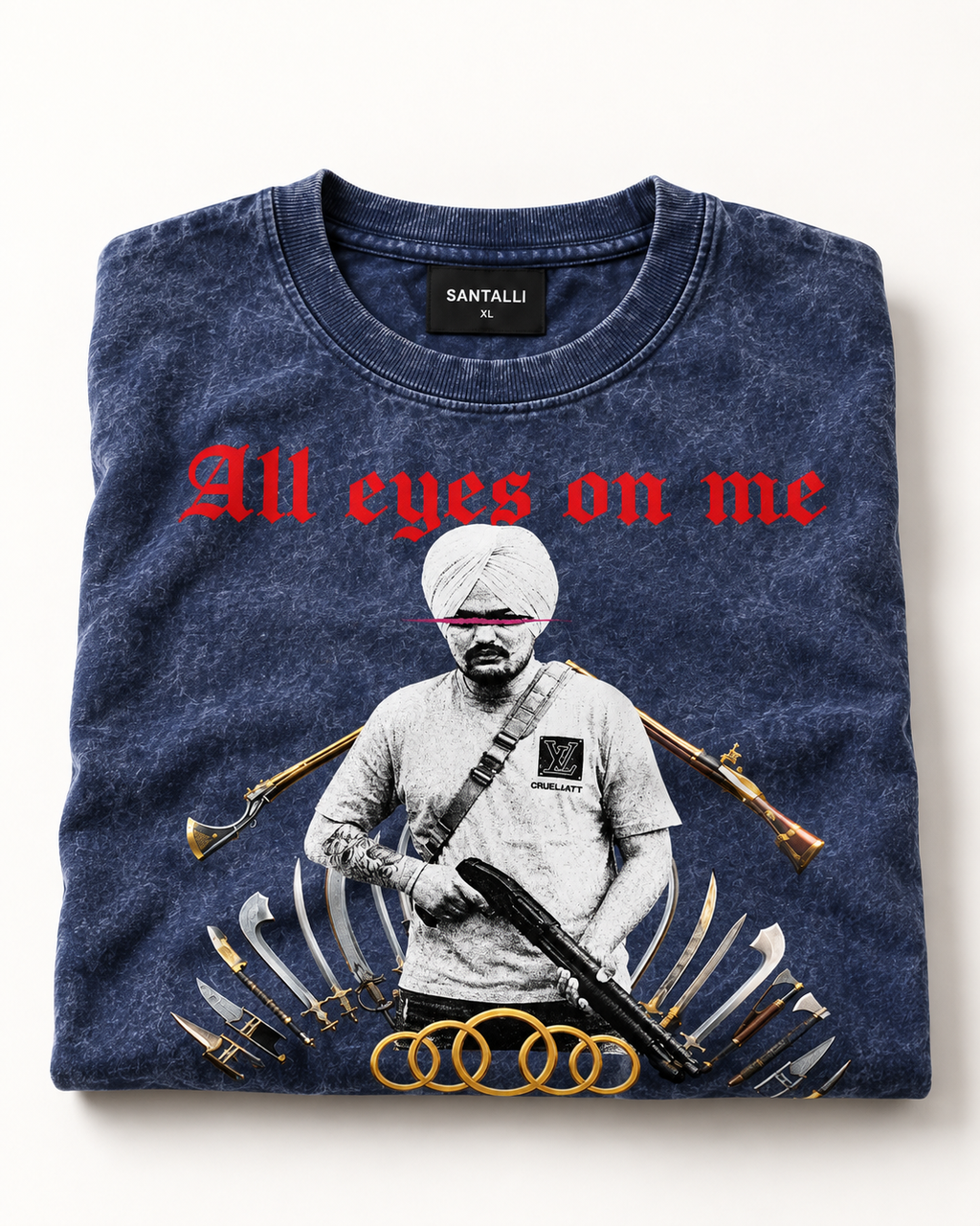 ALL EYES ON ME BLUE OVERSIZED T SHIRT
