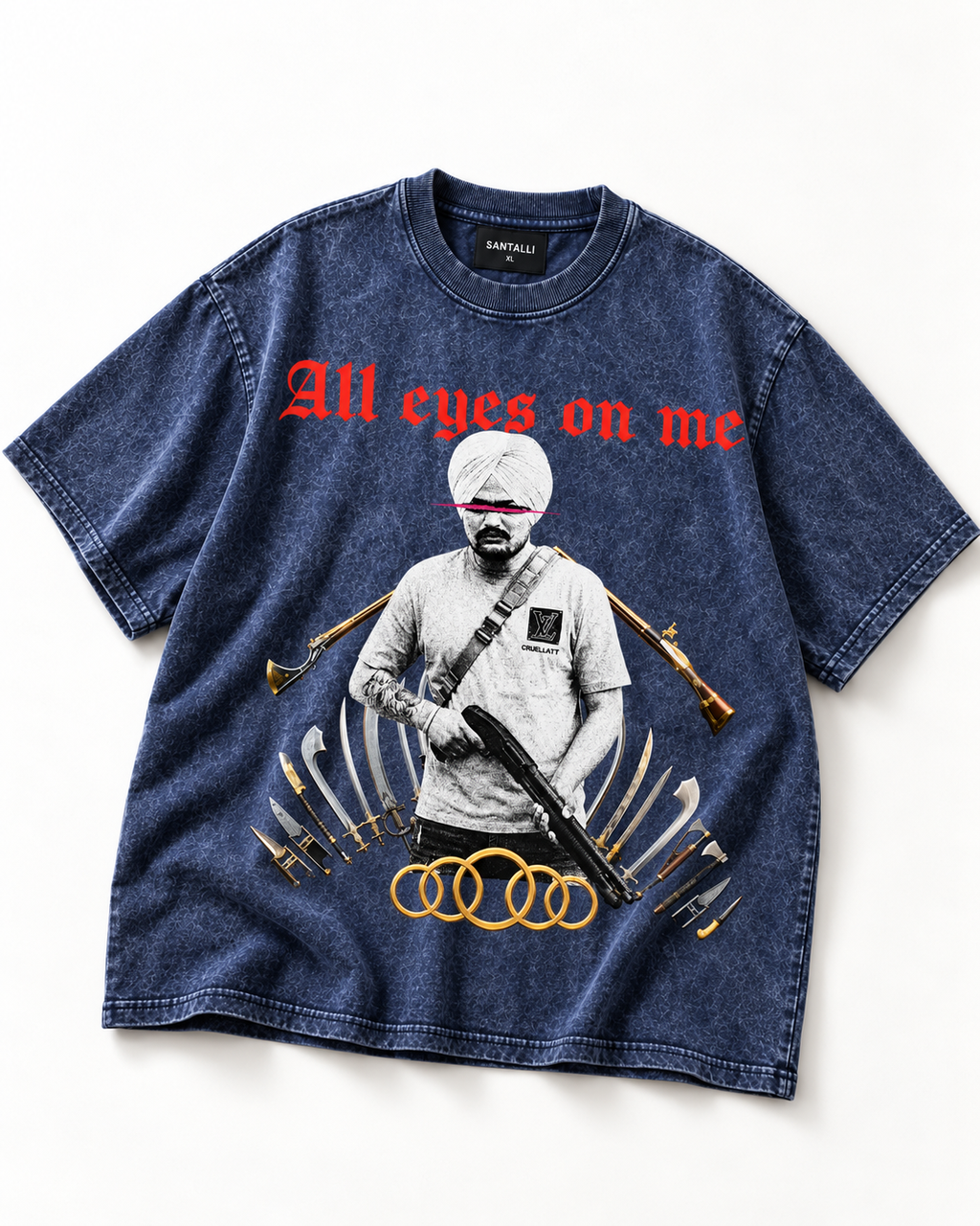 ALL EYES ON ME BLUE OVERSIZED T SHIRT