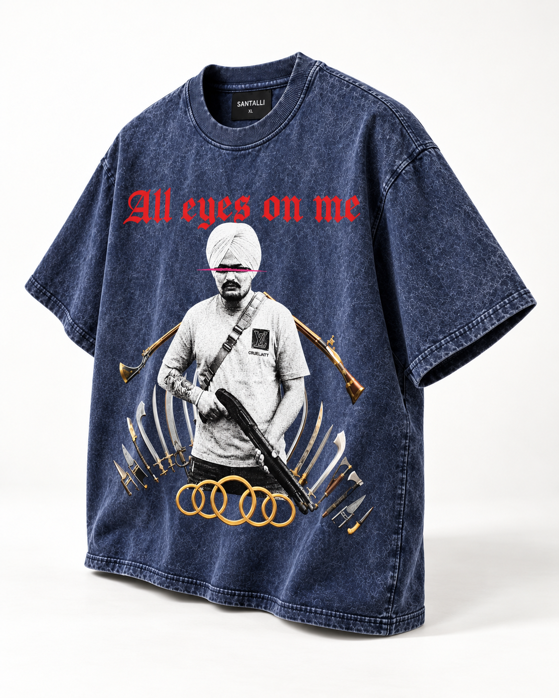 ALL EYES ON ME BLUE OVERSIZED T SHIRT