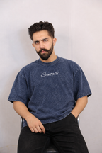 DARK BLUE OVERSIZED ACID WASHED T-SHIRT