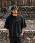BLACK OVERSIZED ACID WASHED T-SHIRT