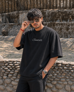 BLACK OVERSIZED ACID WASHED T-SHIRT
