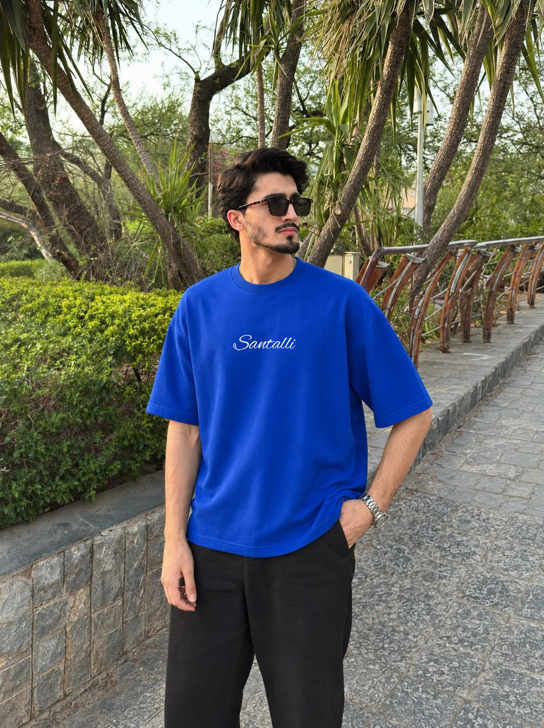 ROYAL BLUE OVERSIZED ACID WASHED T-SHIRT