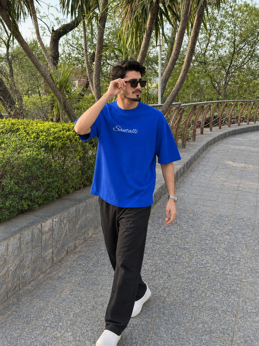 ROYAL BLUE OVERSIZED ACID WASHED T-SHIRT