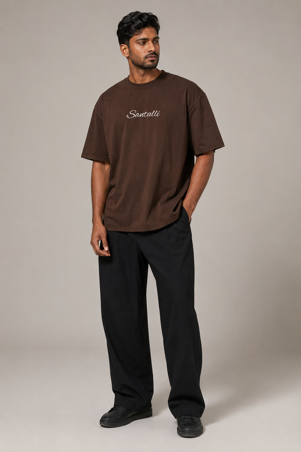 BROWN OVERSIZED ACID WASHED T-SHIRT