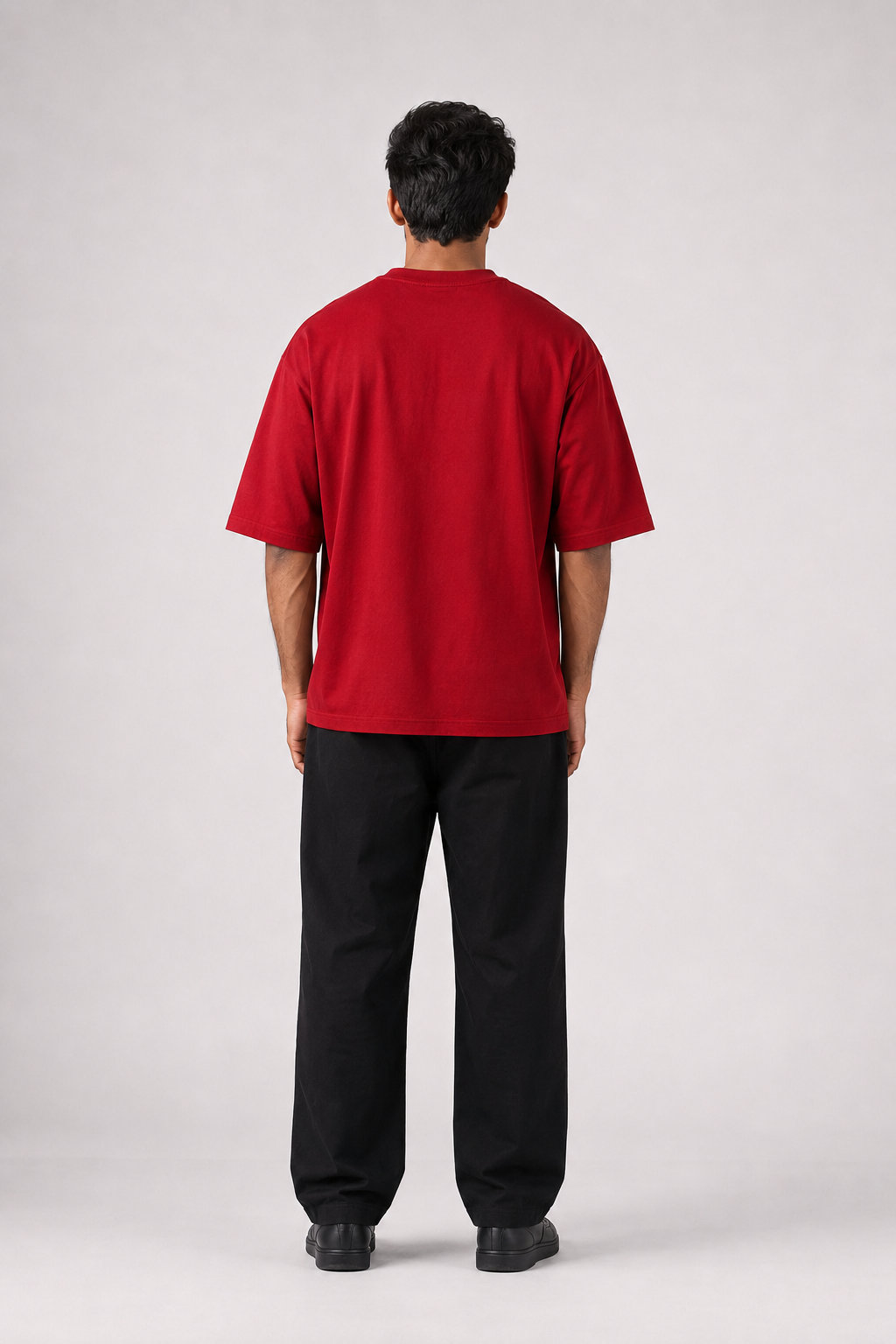 RED OVERSIZED ACID WASHED T-SHIRT