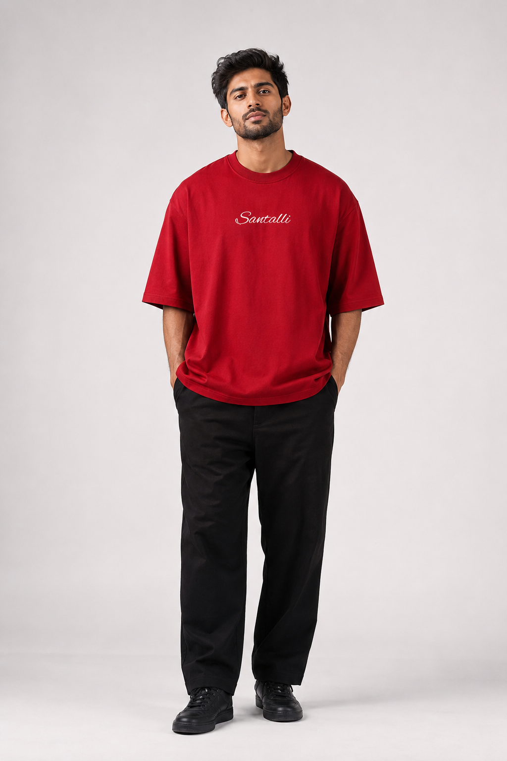 RED OVERSIZED ACID WASHED T-SHIRT