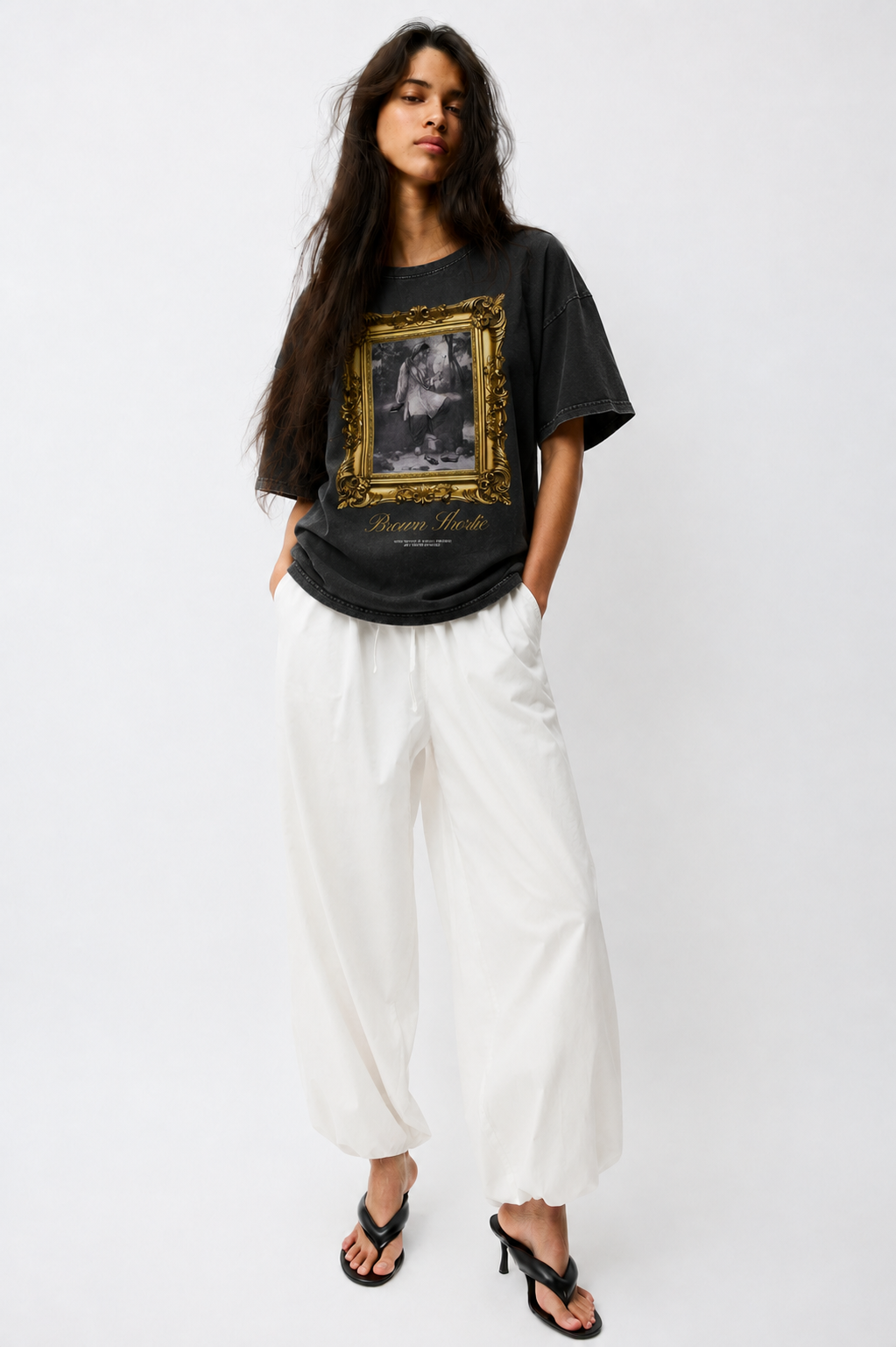 BROWN SHORTIE VINTAGE WASH TEE