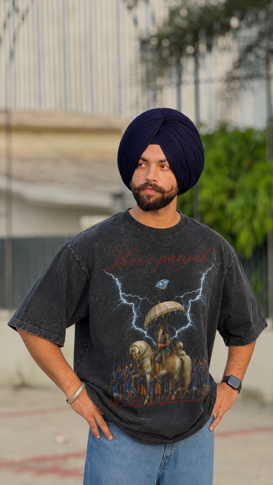 SHER E PANJAB OVERSIZED ACID WASH T-SHIRT