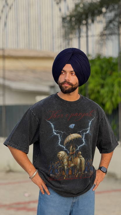 SHER E PANJAB OVERSIZED ACID WASH T-SHIRT