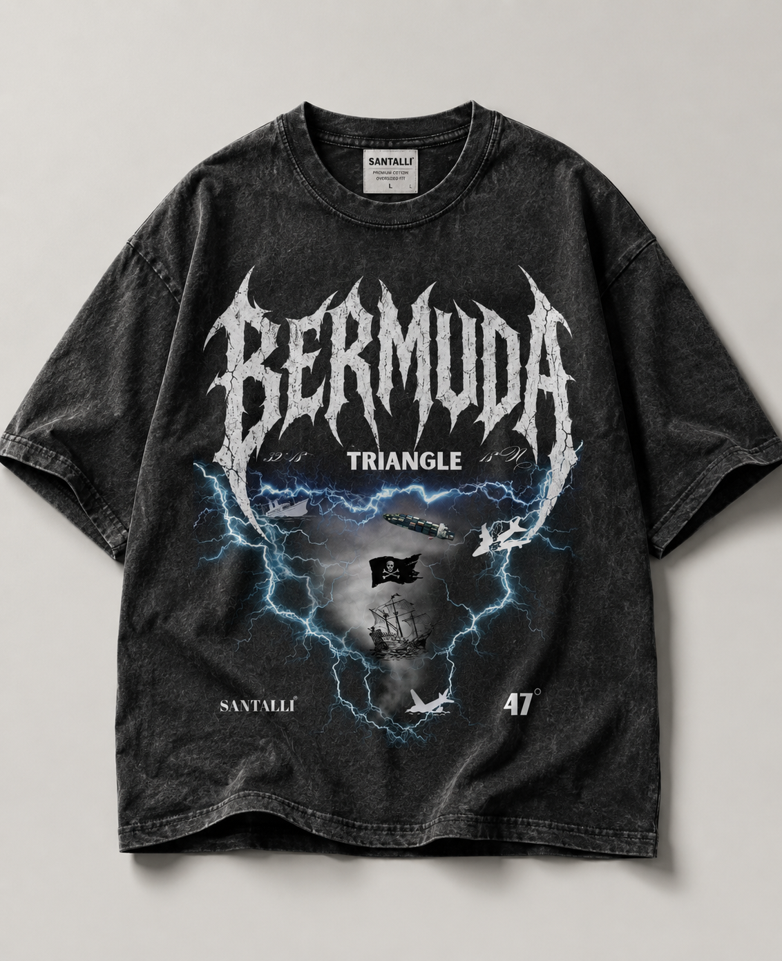 BERMUDA TRIANGLE ACID WASH OVERSIZED T-SHIRT