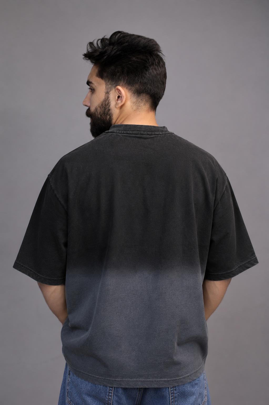 BLACK OMBRE WASH OVERSIZED T-SHIRT
