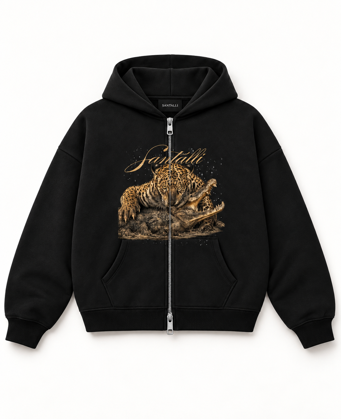 CROCO HUNT ZIPPER OVERSIZED BOXY HOODIE