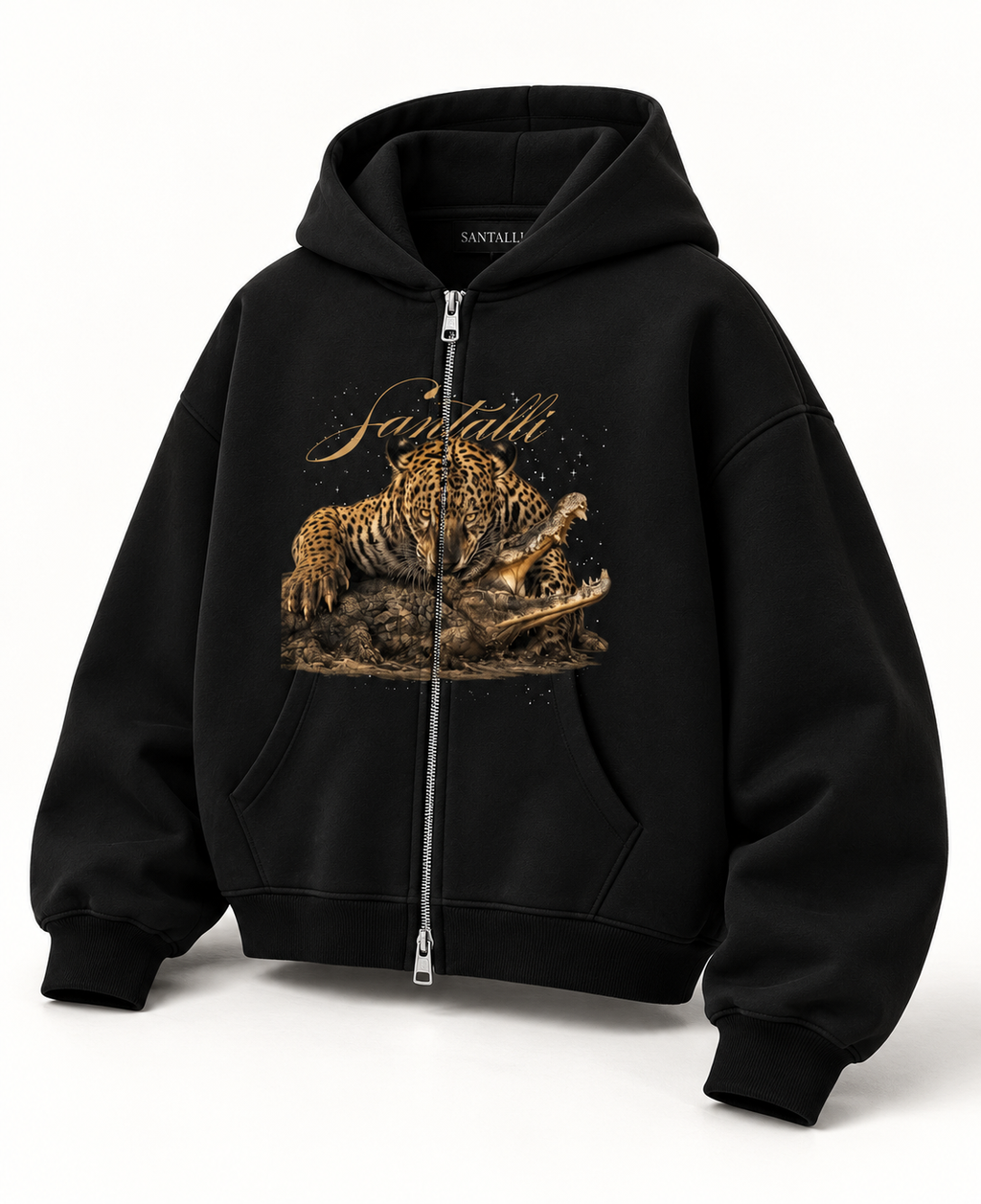 CROCO HUNT ZIPPER OVERSIZED BOXY HOODIE