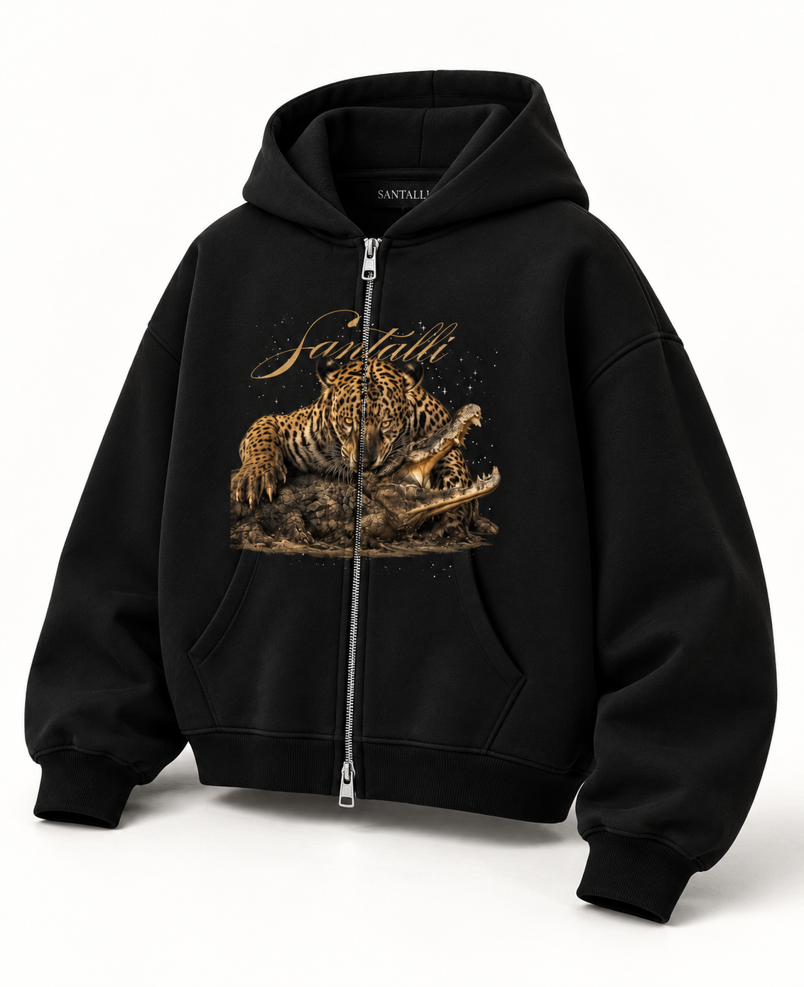CROCO HUNT ZIPPER OVERSIZED BOXY HOODIE
