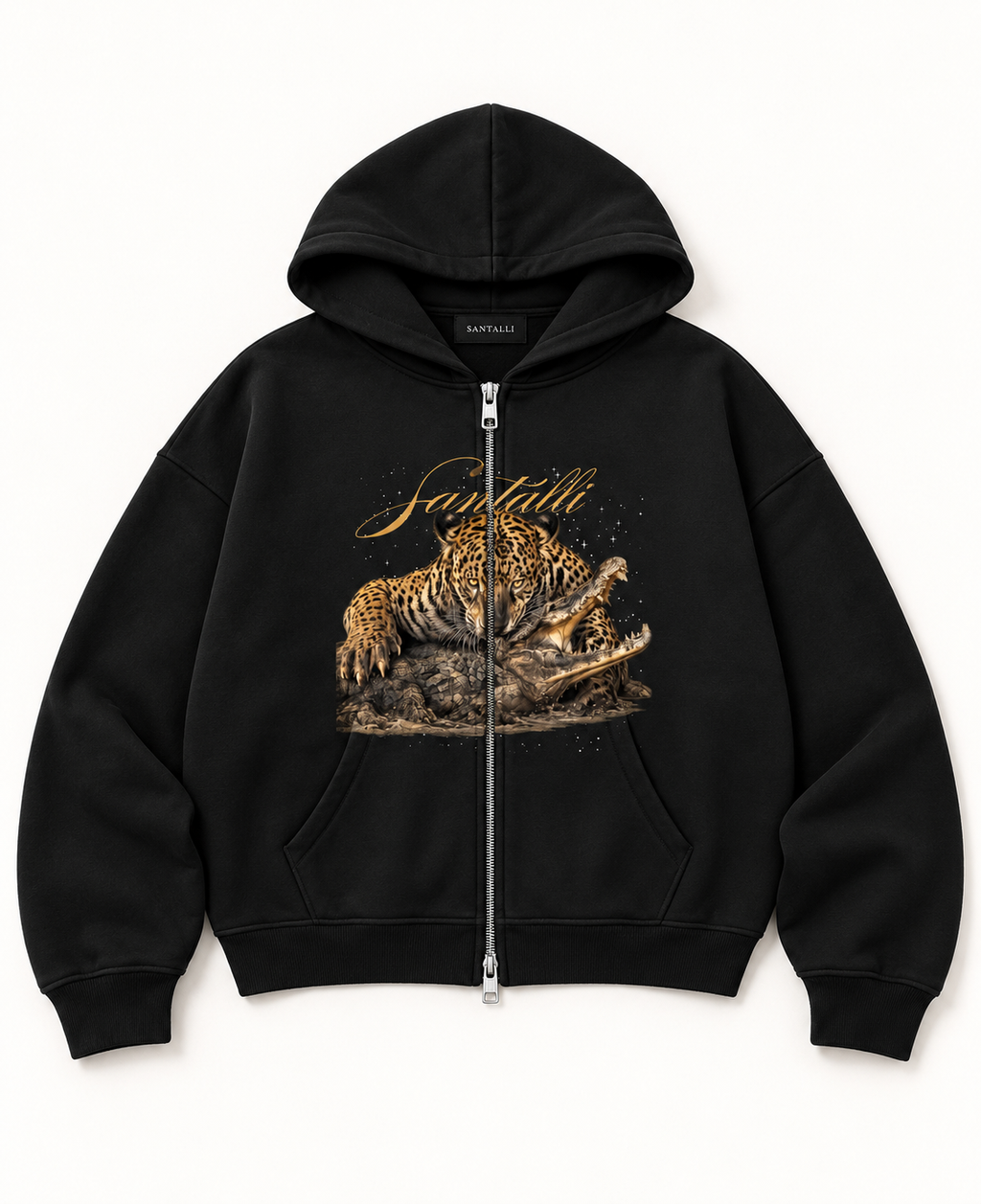 CROCO HUNT ZIPPER OVERSIZED BOXY HOODIE
