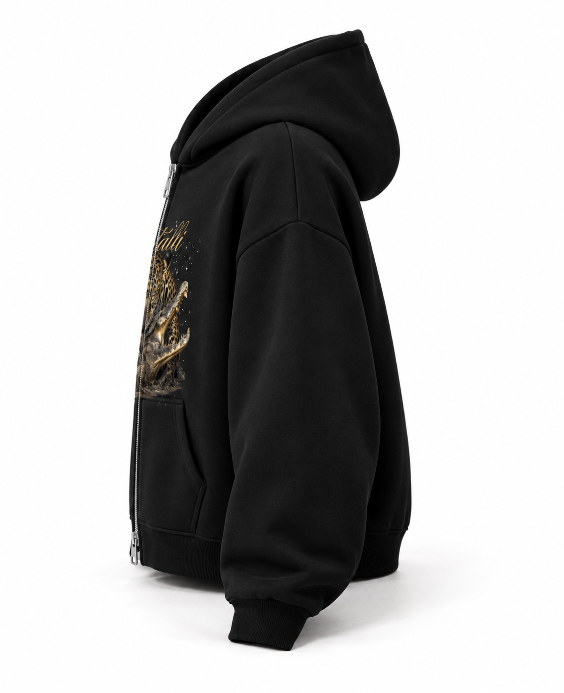 CROCO HUNT ZIPPER OVERSIZED BOXY HOODIE
