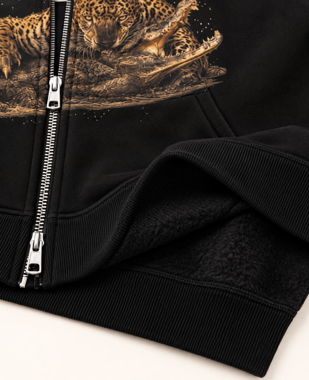 CROCO HUNT ZIPPER OVERSIZED BOXY HOODIE