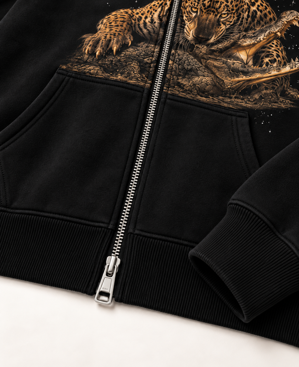 CROCO HUNT ZIPPER OVERSIZED BOXY HOODIE