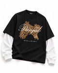 LEOPARD ATTACHED SLEEVE T-SHIRT