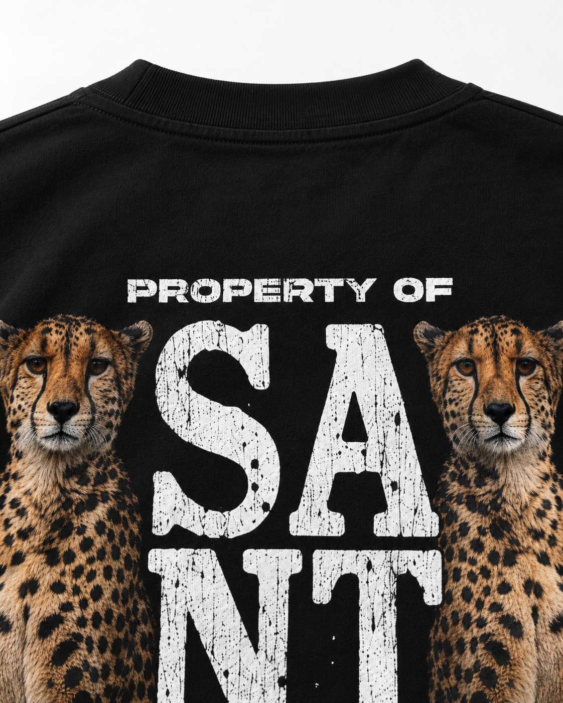 LEOPARD ATTACHED SLEEVE T-SHIRT